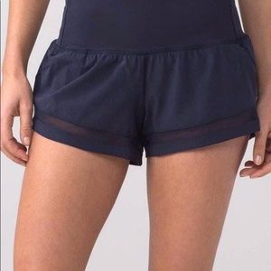 Lululemon Navy Mesh Trim Running Shorts